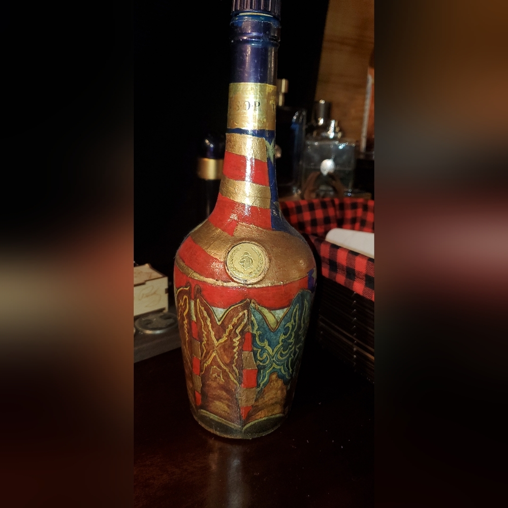 Hand painted bottle 12 inches